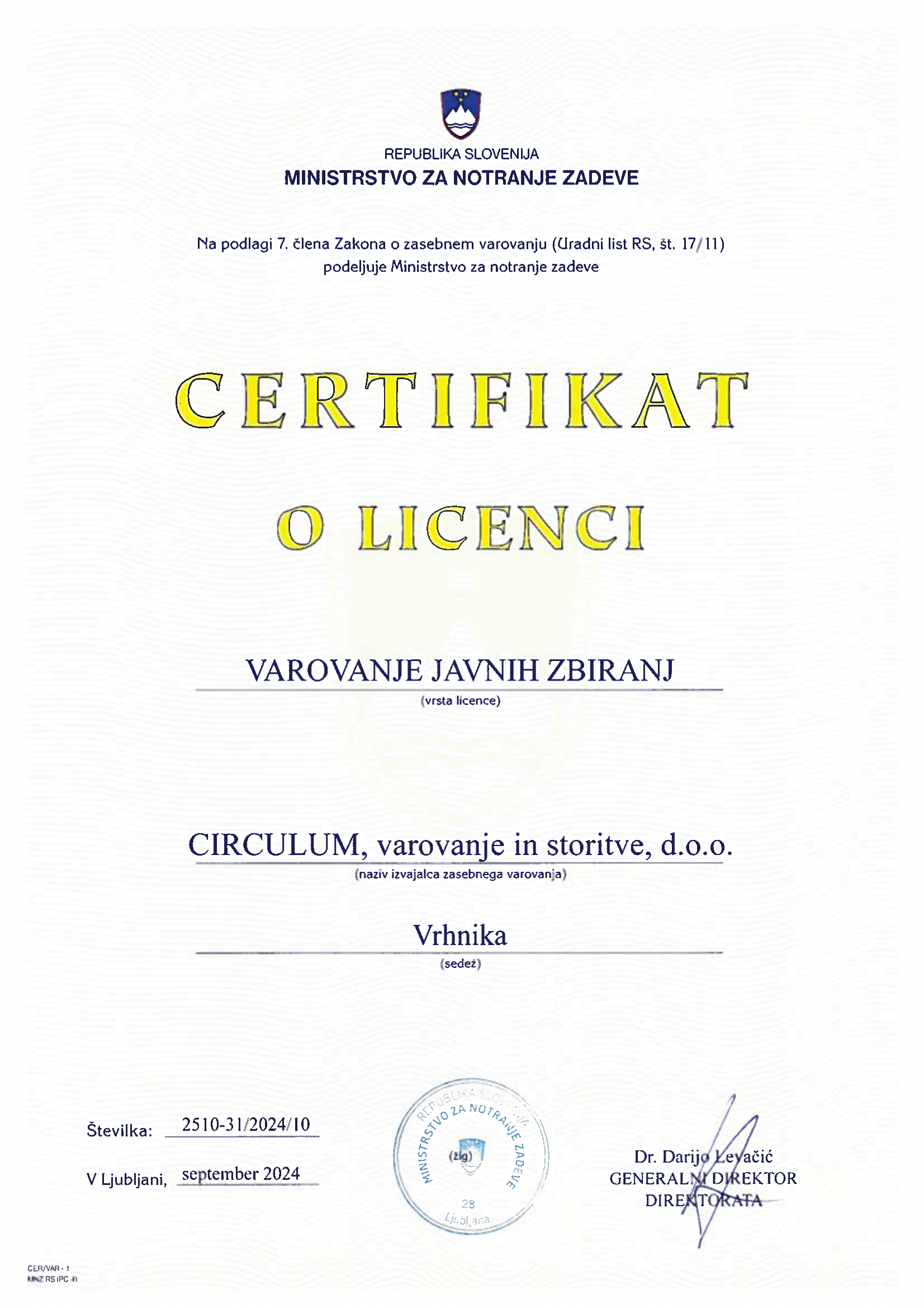 VAROVANJE JAVNIH ZBIRANJ