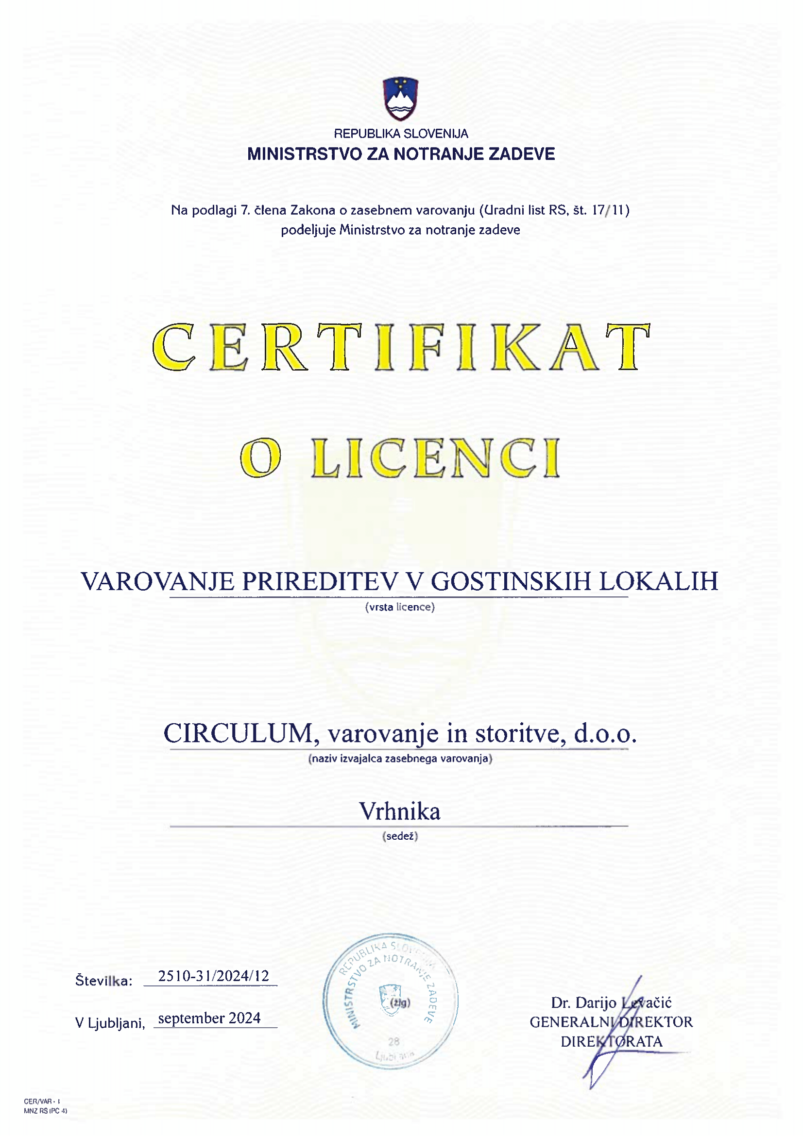 VAROVANJE PRIREDITEV V GOSTINSKIH LOKALIH